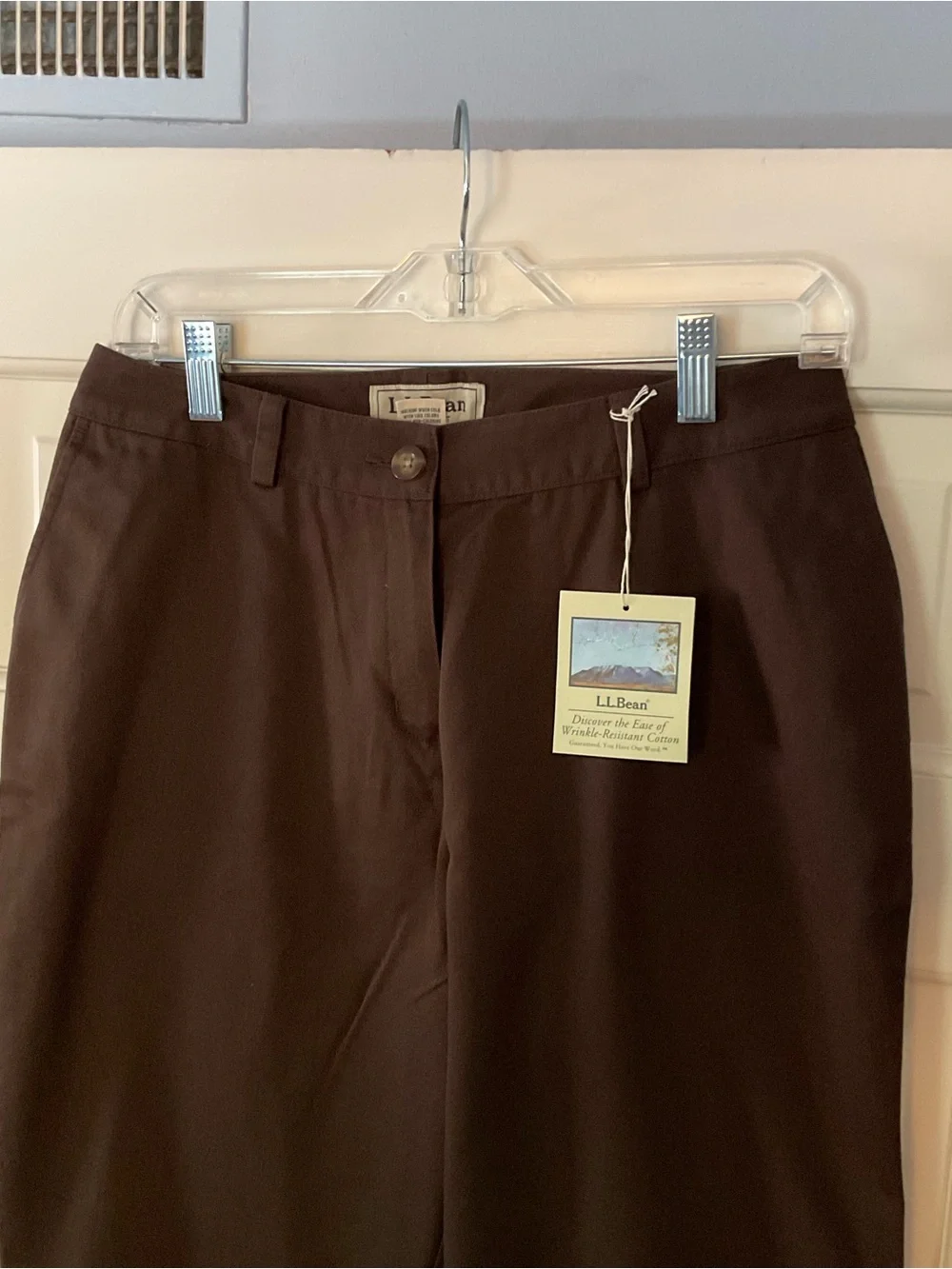 L.L. Bean Wrinkle Resistant Curvy Fit Cotton Pants Brown Size 10P Petite NWT